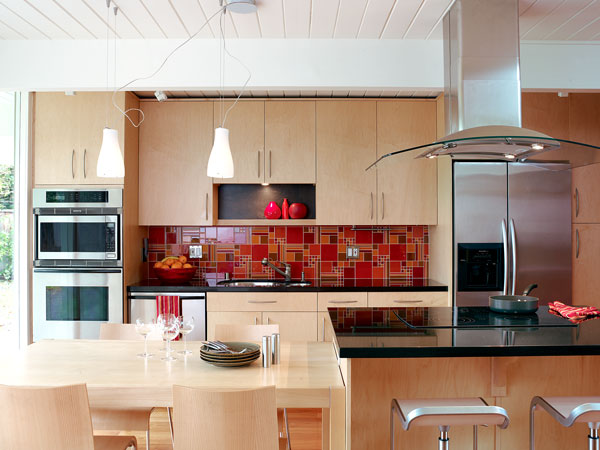 This kitchen's backsplash was turned into an accent wall by adding 