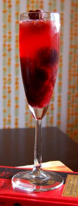 savvyhousekeeping cherries jubilee champagne cocktail bourbon