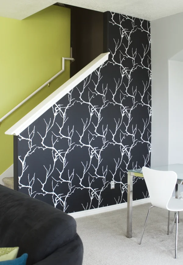 savvyhousekeeping diy hand-painted wall expensive graphic wallpaper