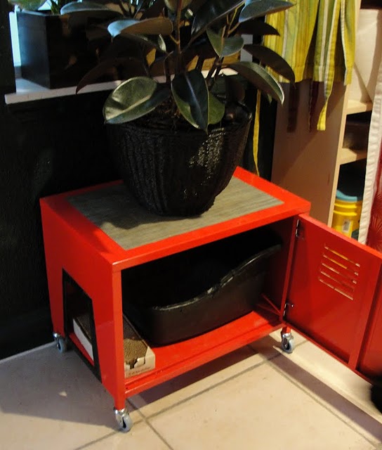 savvyhousekeeping IKEA cabinet convert to cat box hide diy