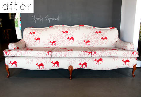 savvyhousekeeping duiker cool fabric upholstery sofa before and after red antelope