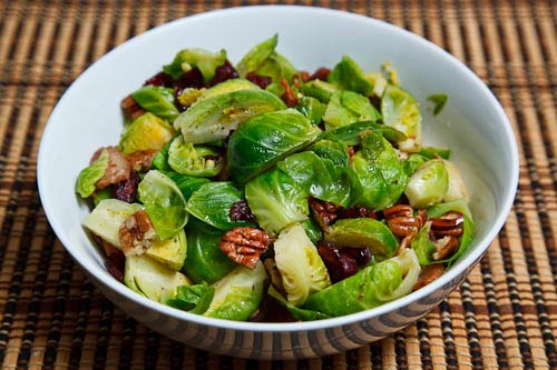 Brussels Sprouts with Bacon Cranberries Pecans 500