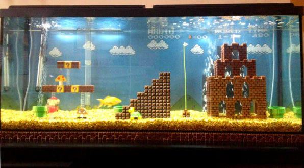 Super Mario Bros. aquarium fish tank DIY project